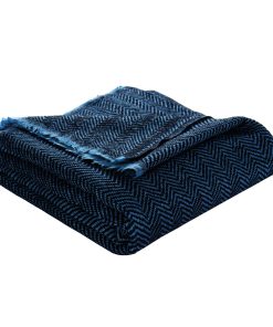 Chal de Cachemira Pura, Manta, Cobertor, -Azul Cobalto y Neg