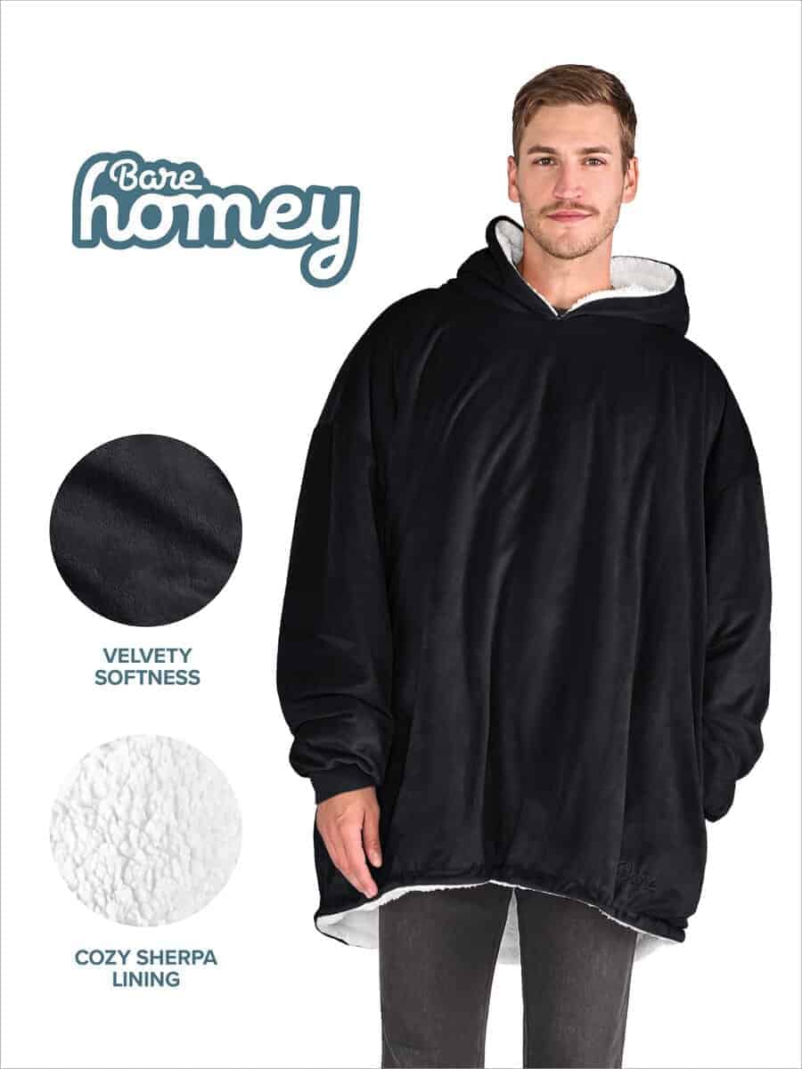 Manta Sherpa Fleece de Bare Home - Manta con Capucha - Imagen 3