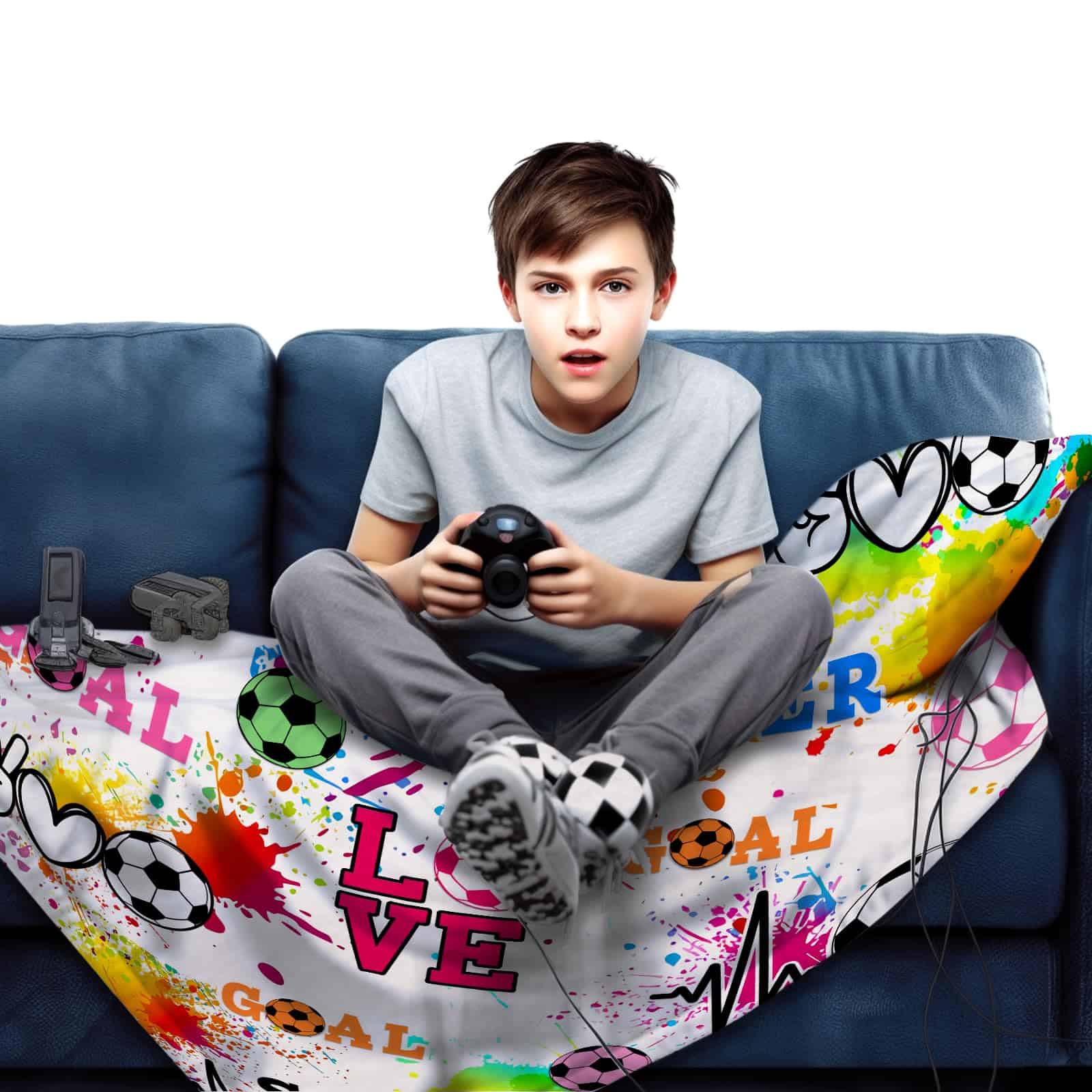 Manta de Fútbol para Niñas Suave de Franela, Manta de - Imagen 5