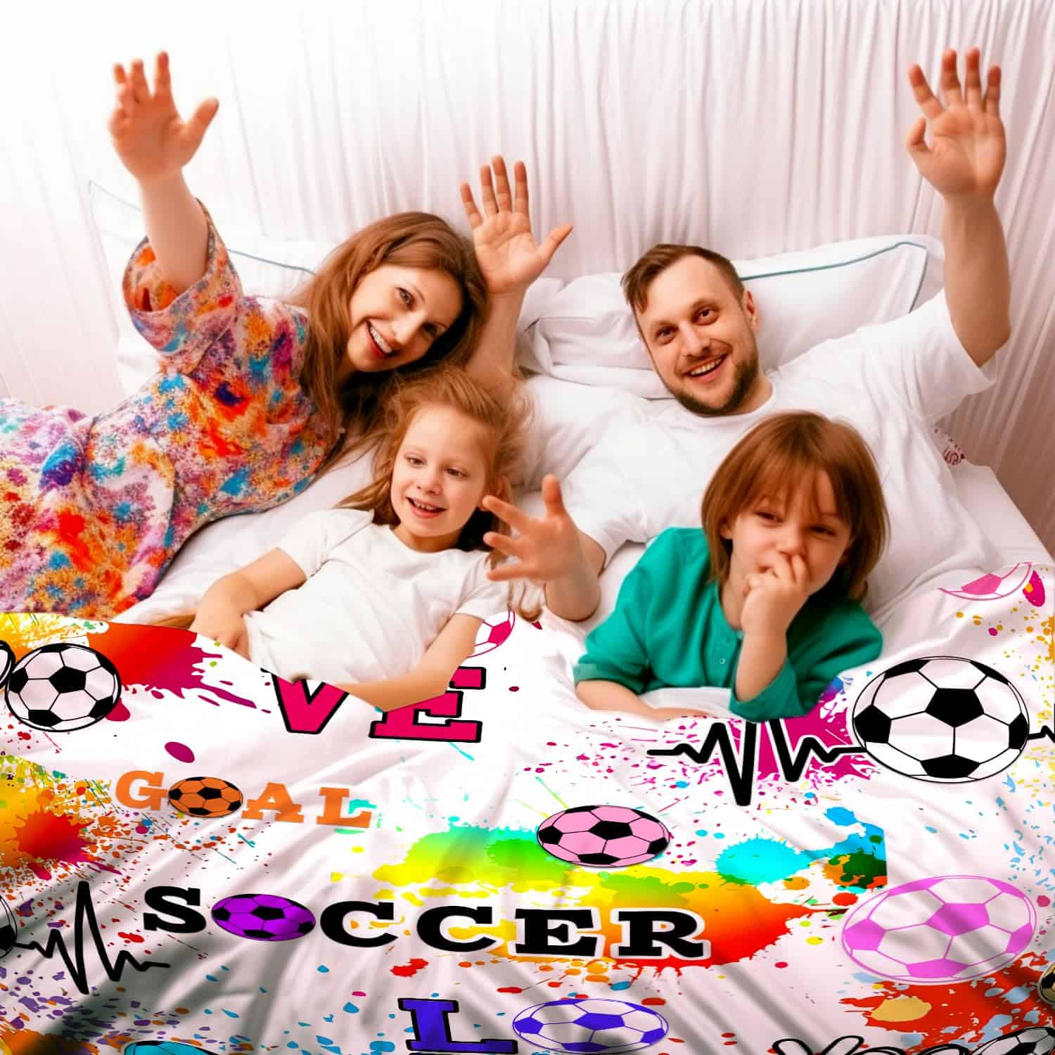 Manta de Fútbol para Niñas Suave de Franela, Manta de - Imagen 6