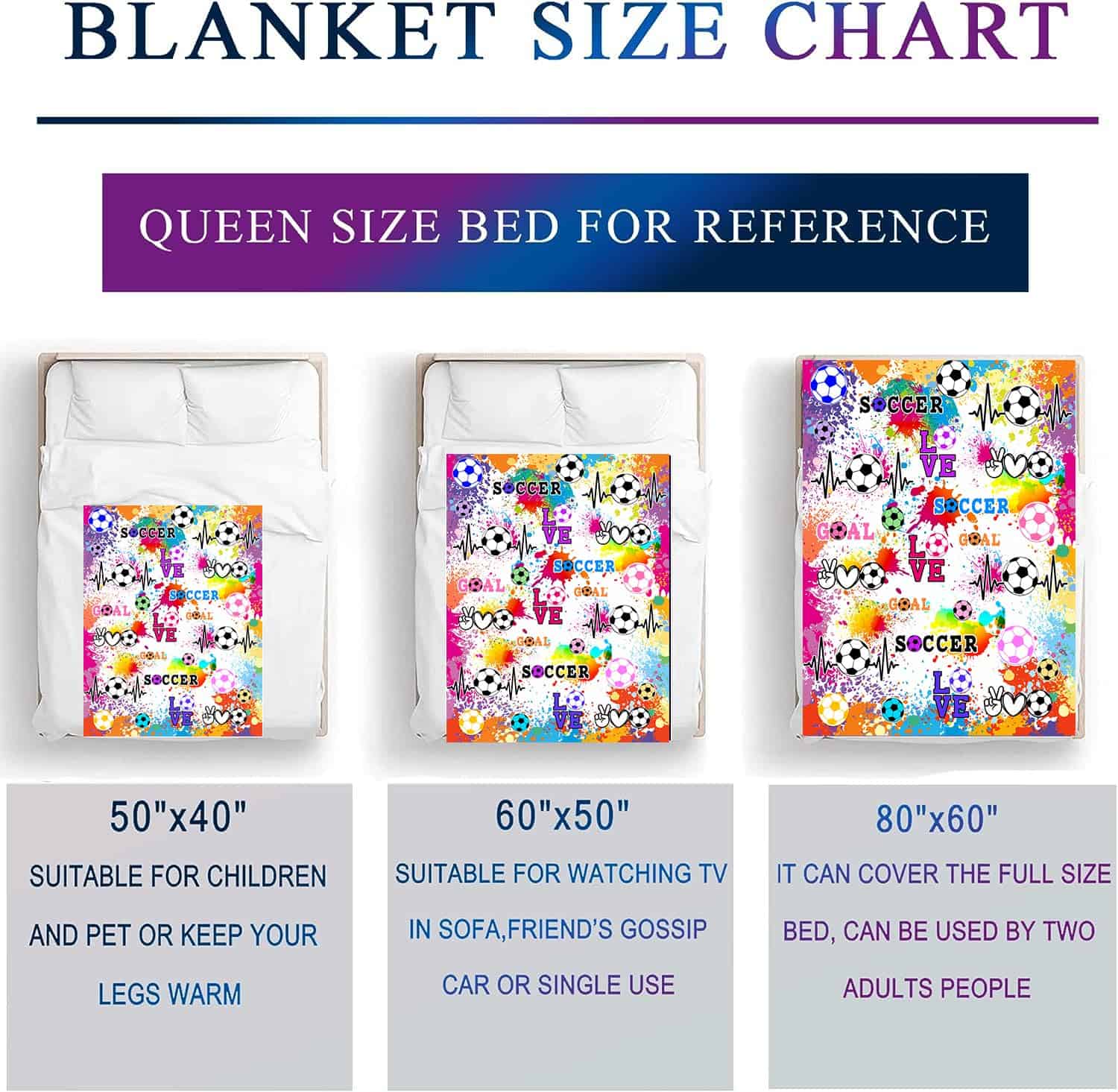 Manta de Fútbol para Niñas Suave de Franela, Manta de - Imagen 8