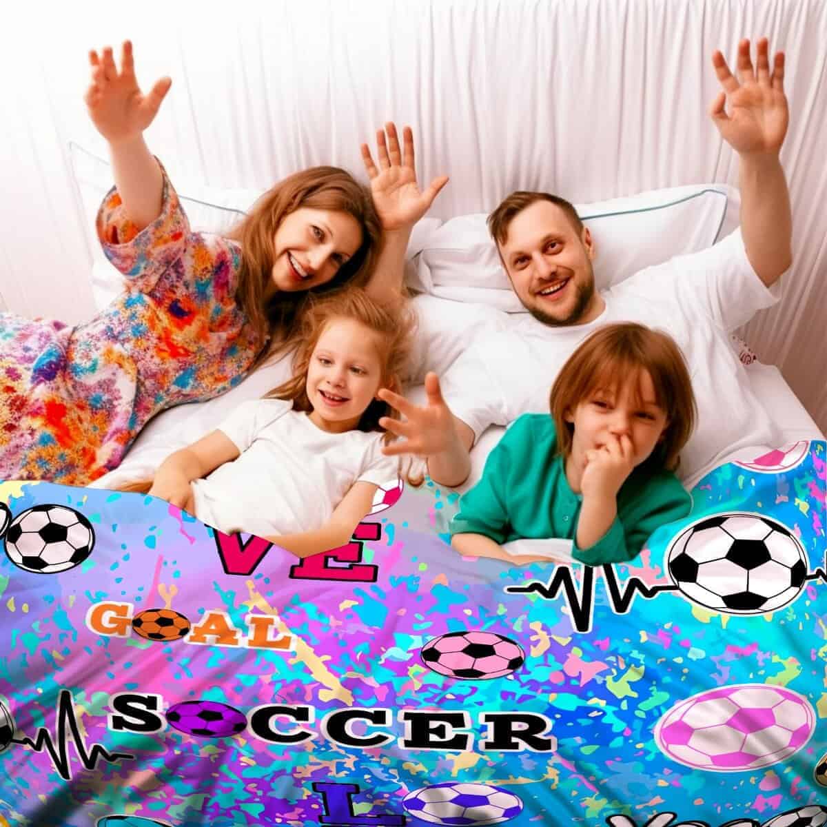 Manta de Fútbol para Niñas y Niños Suave de Franela para - Imagen 6