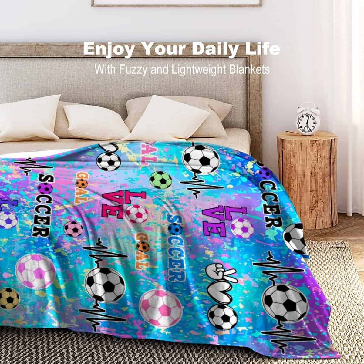 Manta de Fútbol para Niñas y Niños Suave de Franela para - Imagen 7