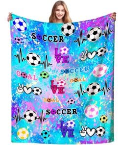 Manta de Fútbol para Niñas de Tela Suave de Franela Manta
