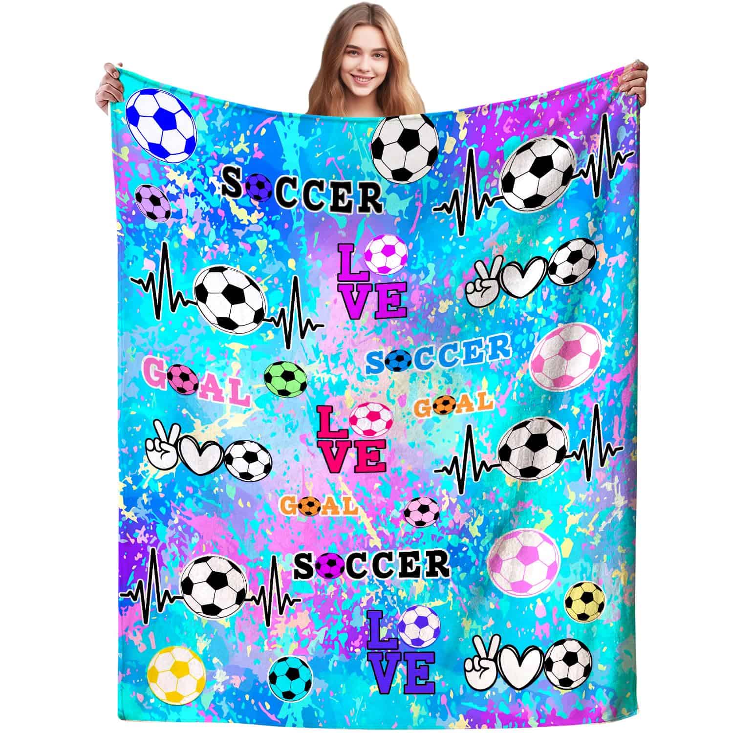 Manta de Fútbol para Niñas y Niños Suave de Franela para