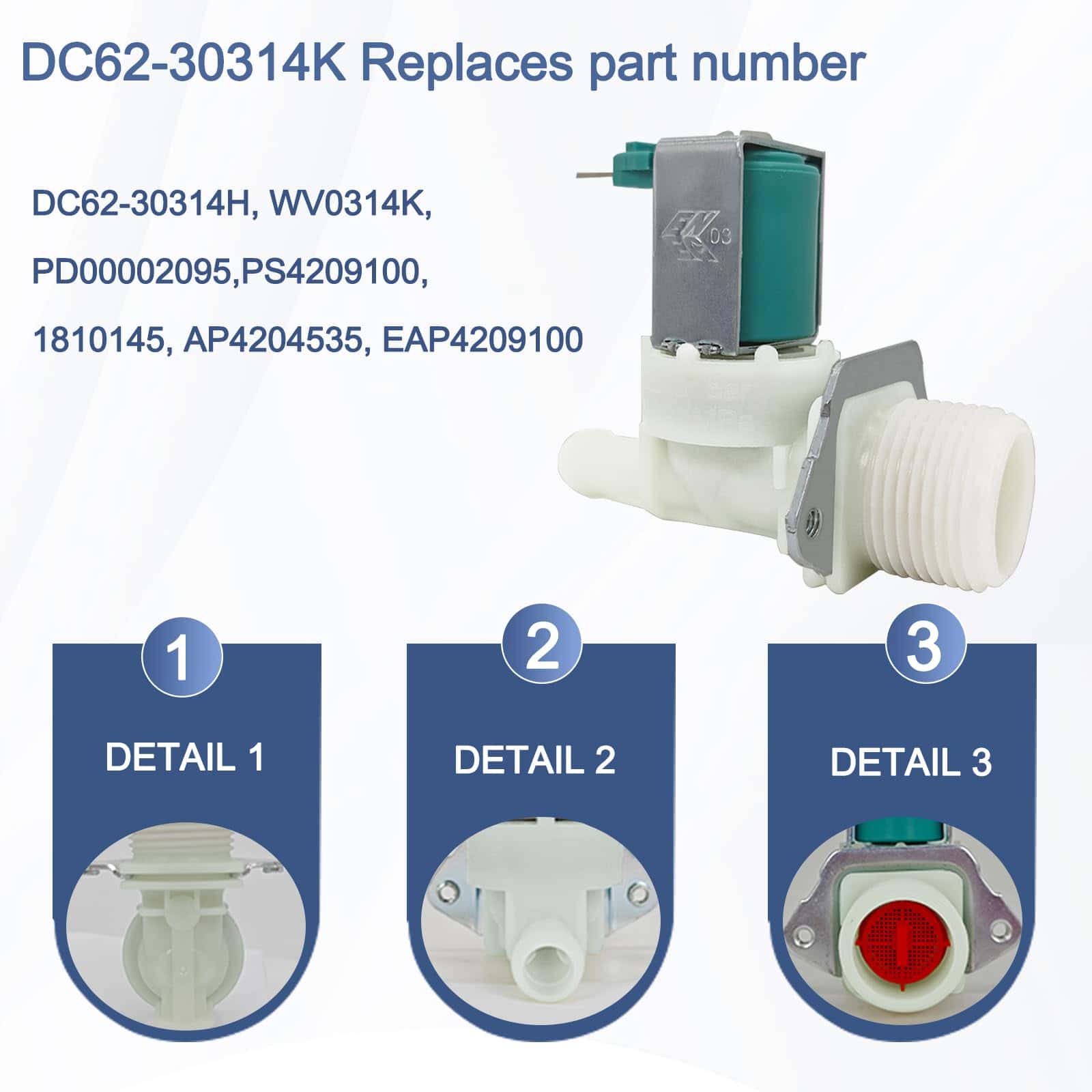 Juego de Válvula de Entrada de Agua Fría DC62-00214M y - Imagen 4