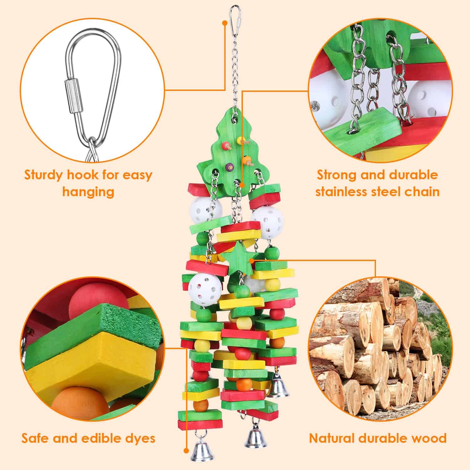 Juguetes para Loros GATMAHE, Juguetes Grandes para Loros, - Imagen 5