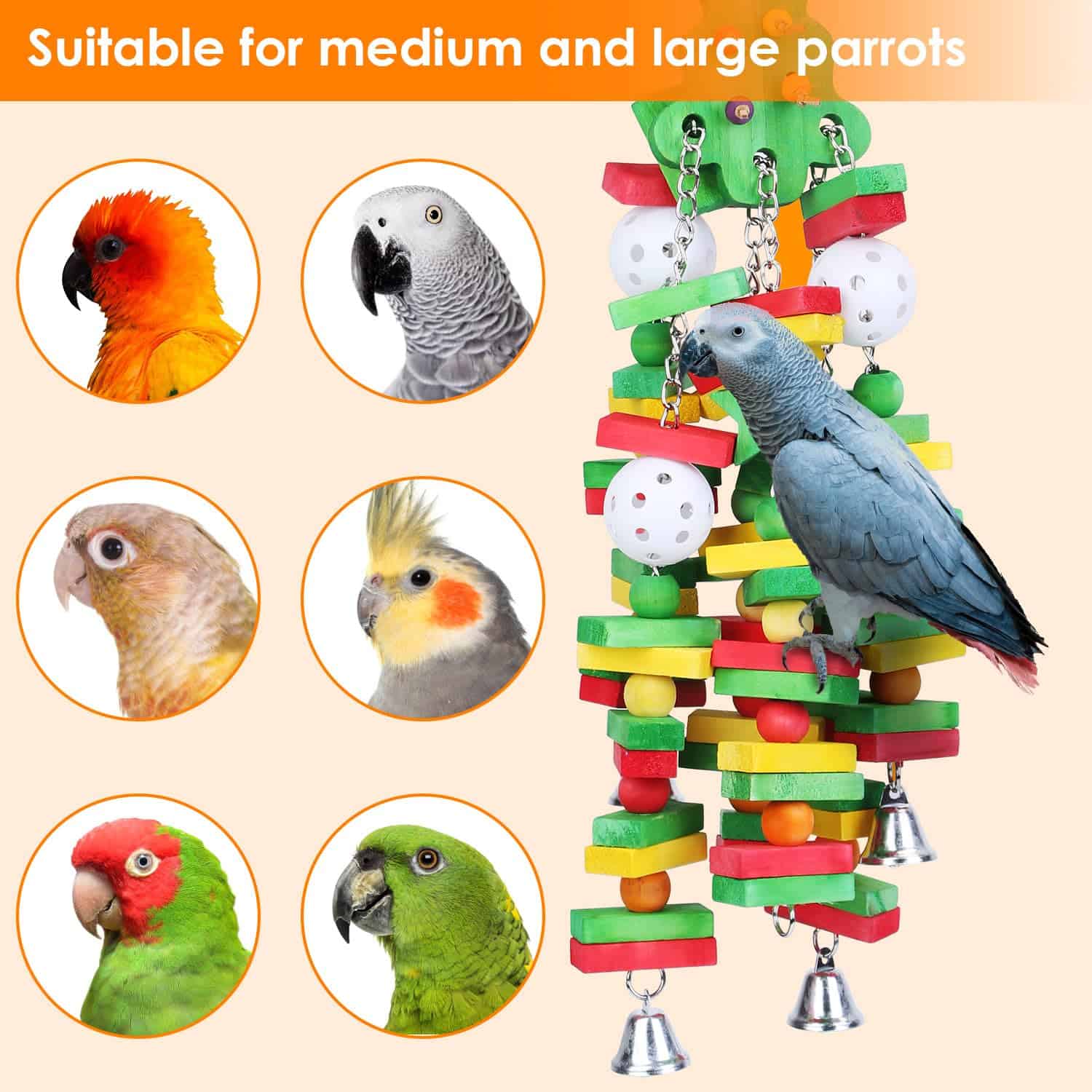 Juguetes para Loros GATMAHE, Juguetes Grandes para Loros, - Imagen 6