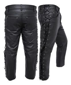 Pantalones de Cuero de Motocicleta Touch&Torn para Hombres