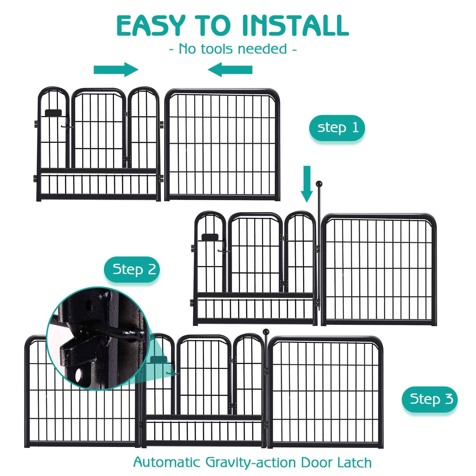 Parque para Perros de 24" 8 Paneles Diseñado para Uso en - Imagen 5