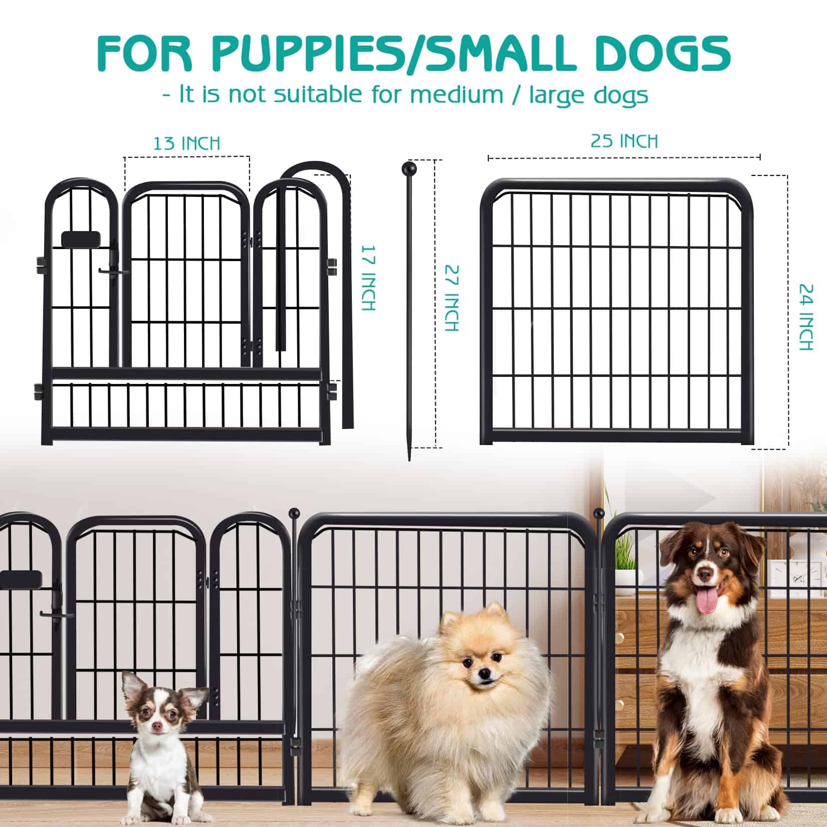 Parque para Perros de 24" 8 Paneles Diseñado para Uso en - Imagen 4