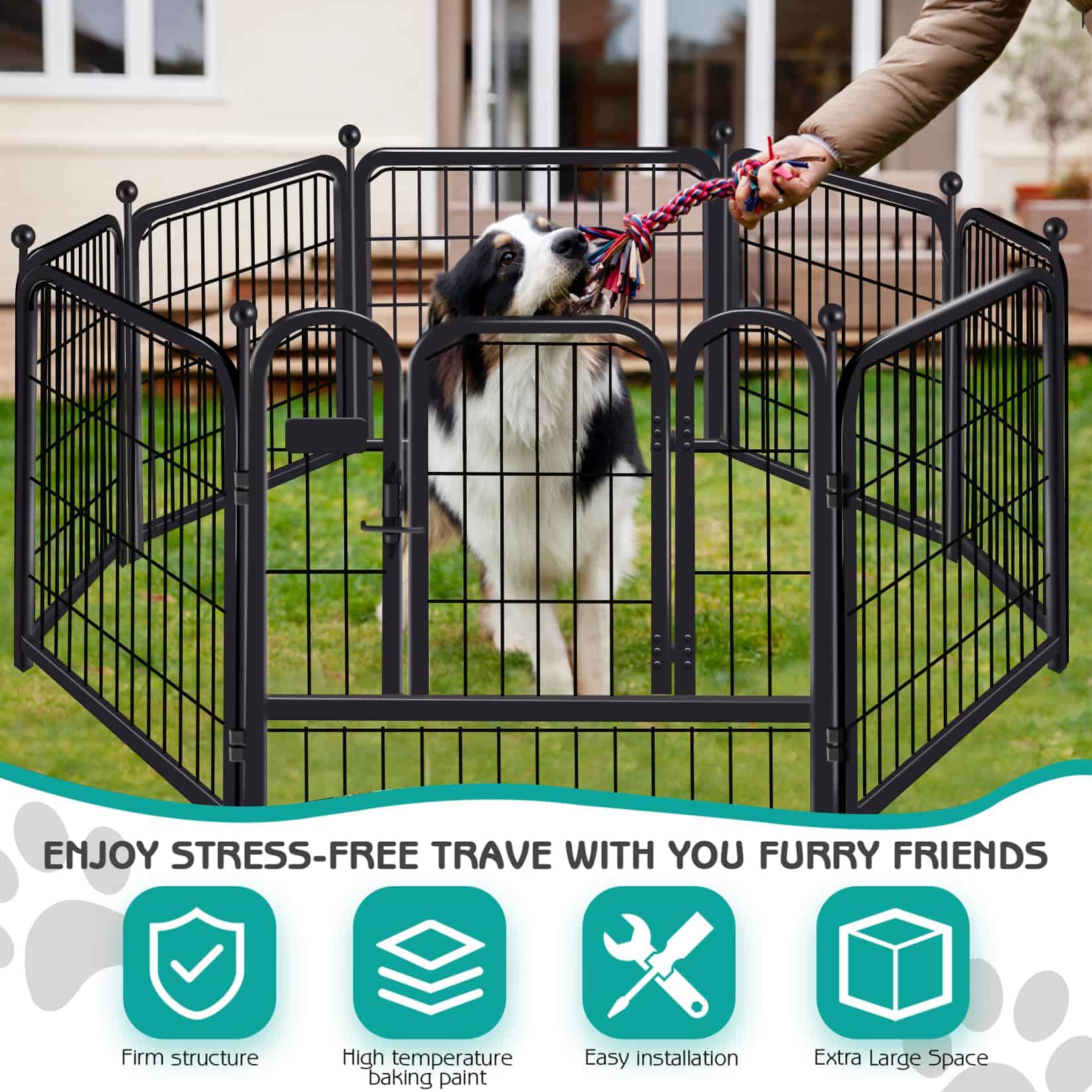 Parque para Perros de 24" 8 Paneles Diseñado para Uso en - Imagen 3