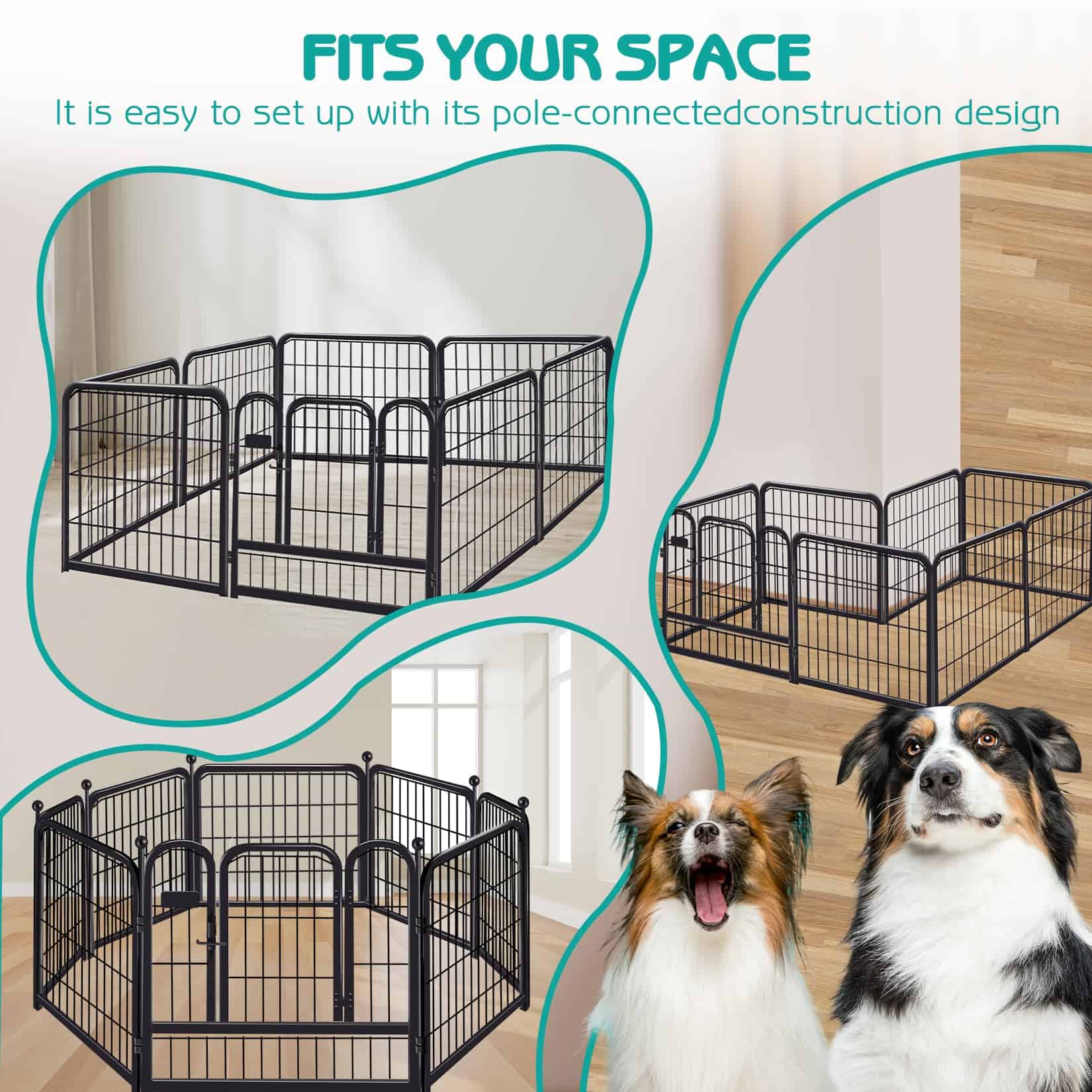 Parque para Perros de 24" 8 Paneles Diseñado para Uso en - Imagen 6