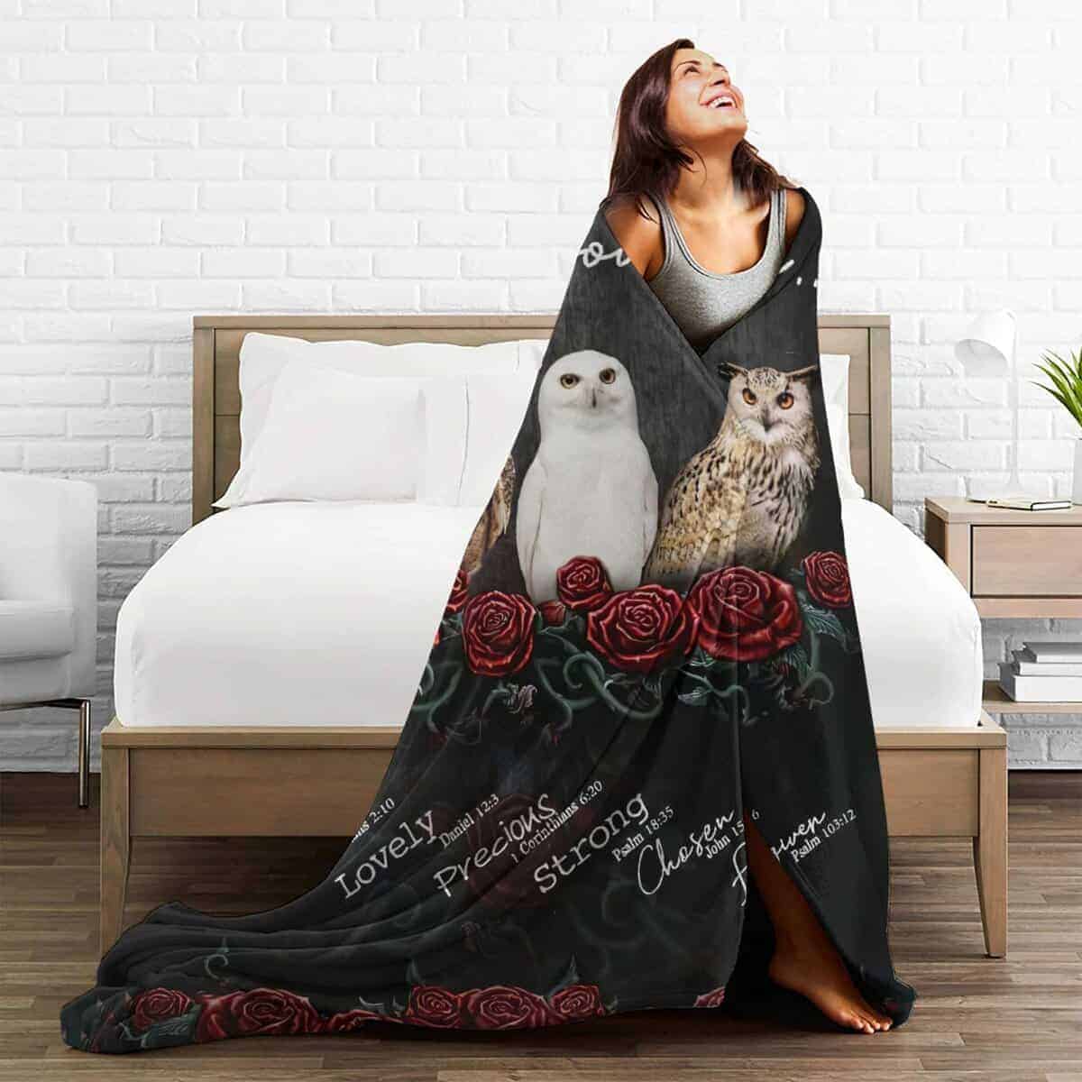 Manta Divertida de Búho Manta de Búho y Rosa Arrope Manta - Imagen 8