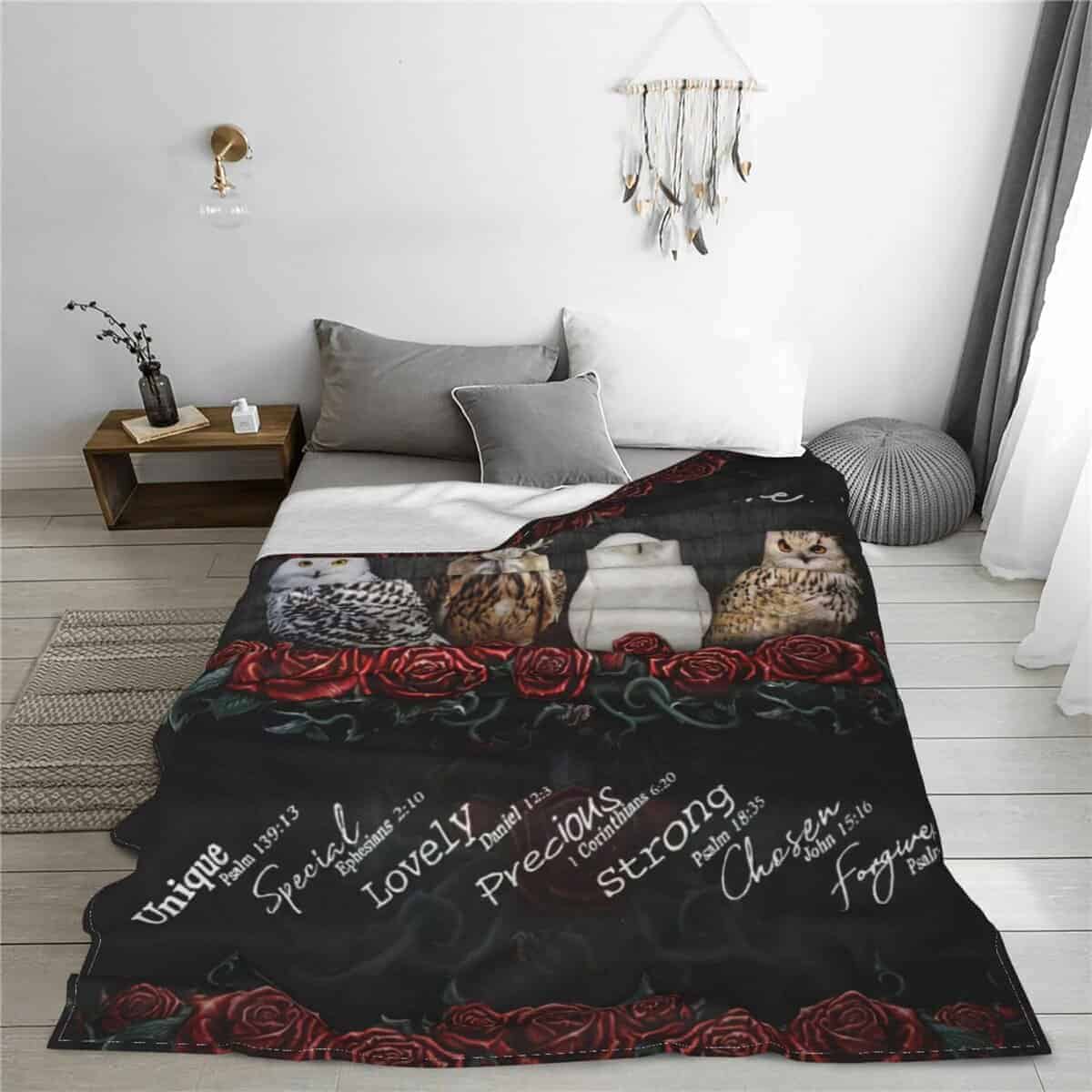 Manta Divertida de Búho Manta de Búho y Rosa Arrope Manta - Imagen 6