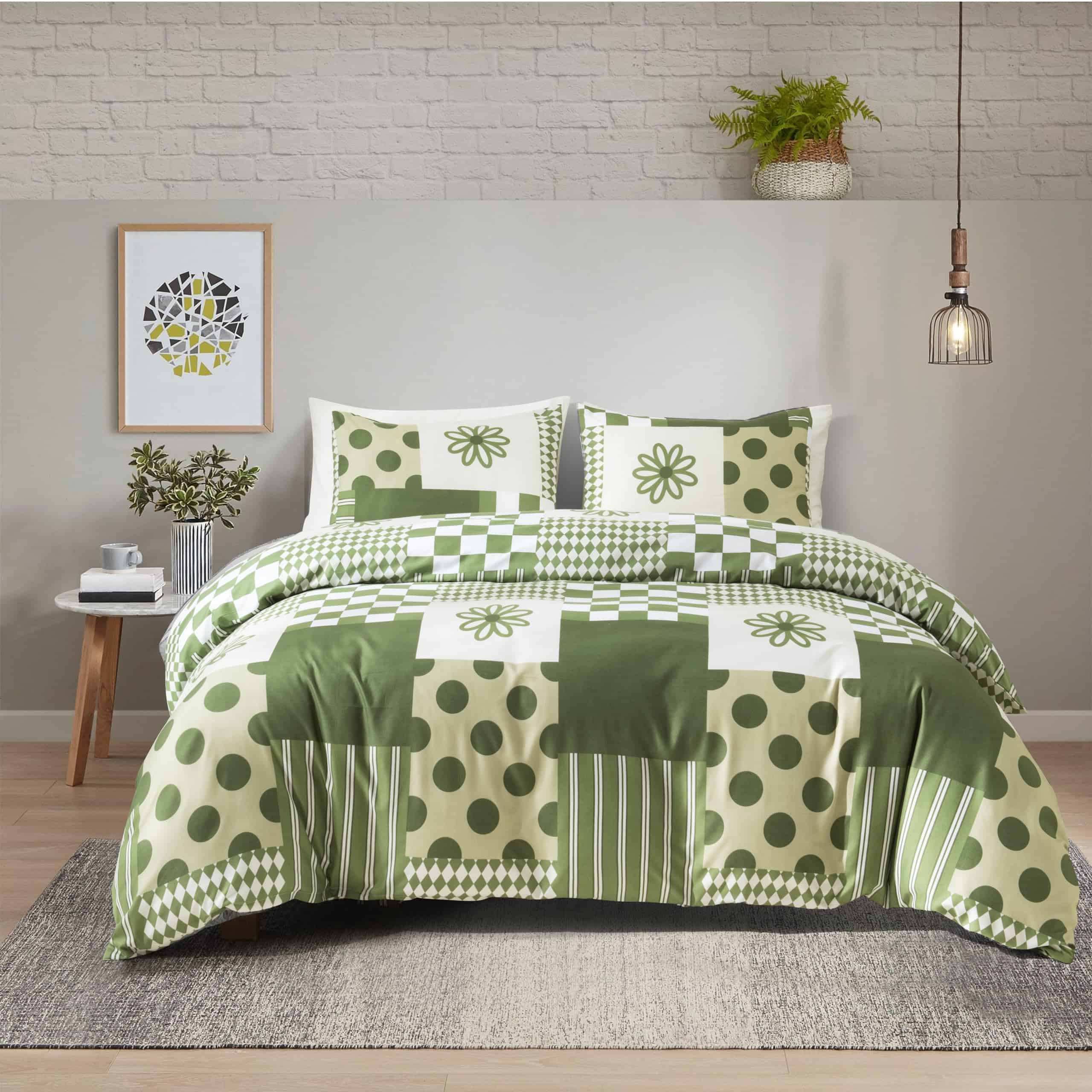 Juego de Funda de Edredón Verde YFISAN Twin Geométrico a