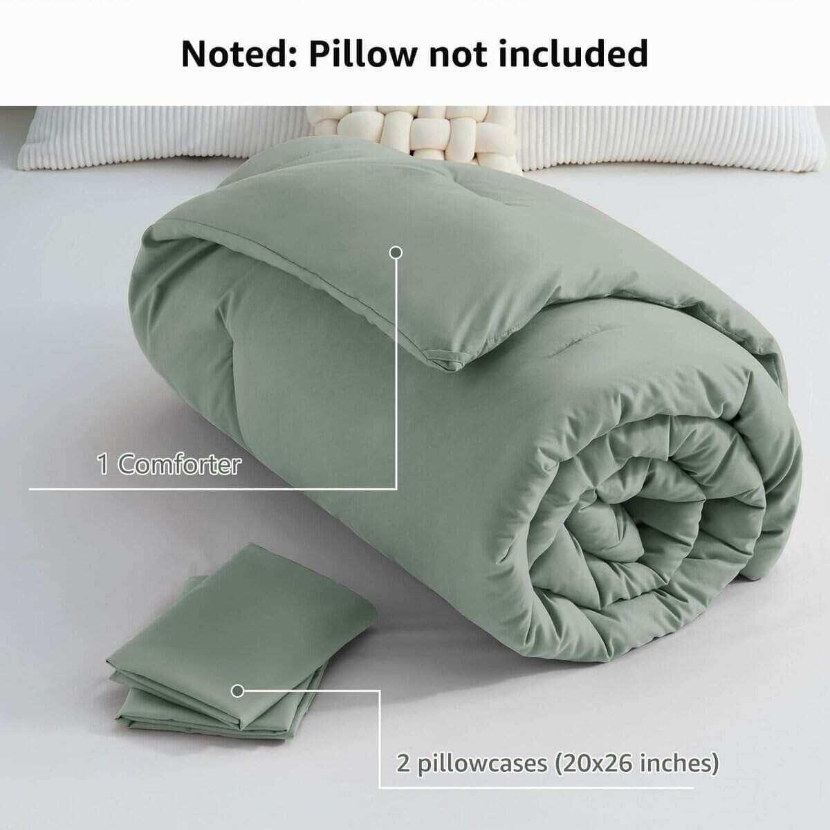 Juego de edredón Queen CozyLux color verde salvia, 3 piezas - Imagen 8