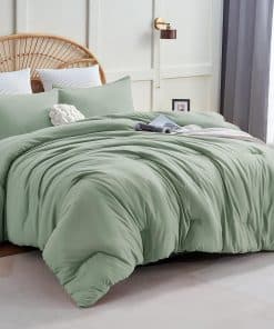 Juego de edredón CozyLux color verde salvia, tamaño King, 3