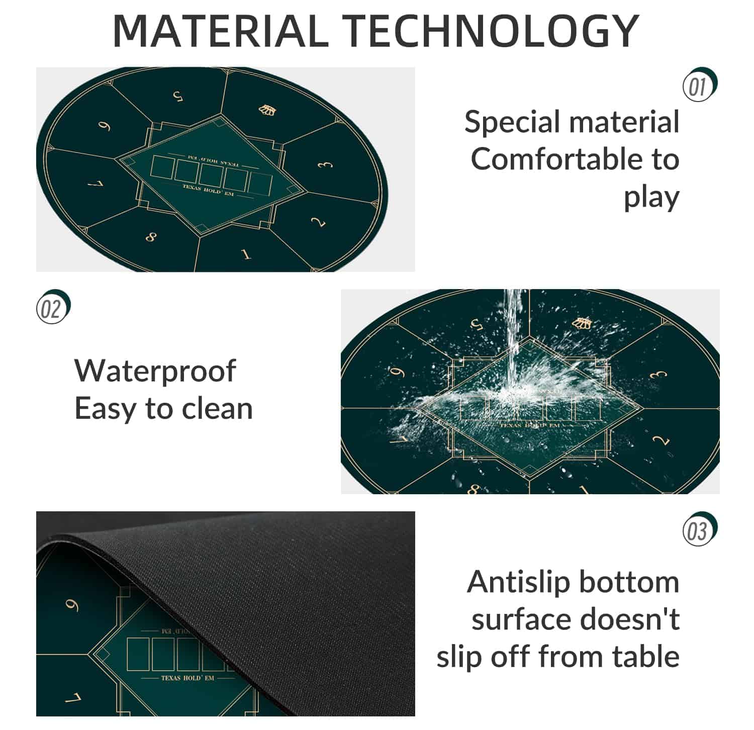 Tapete redondo de póker nuveti de 24/31/47/55 pulgadas para - Imagen 4
