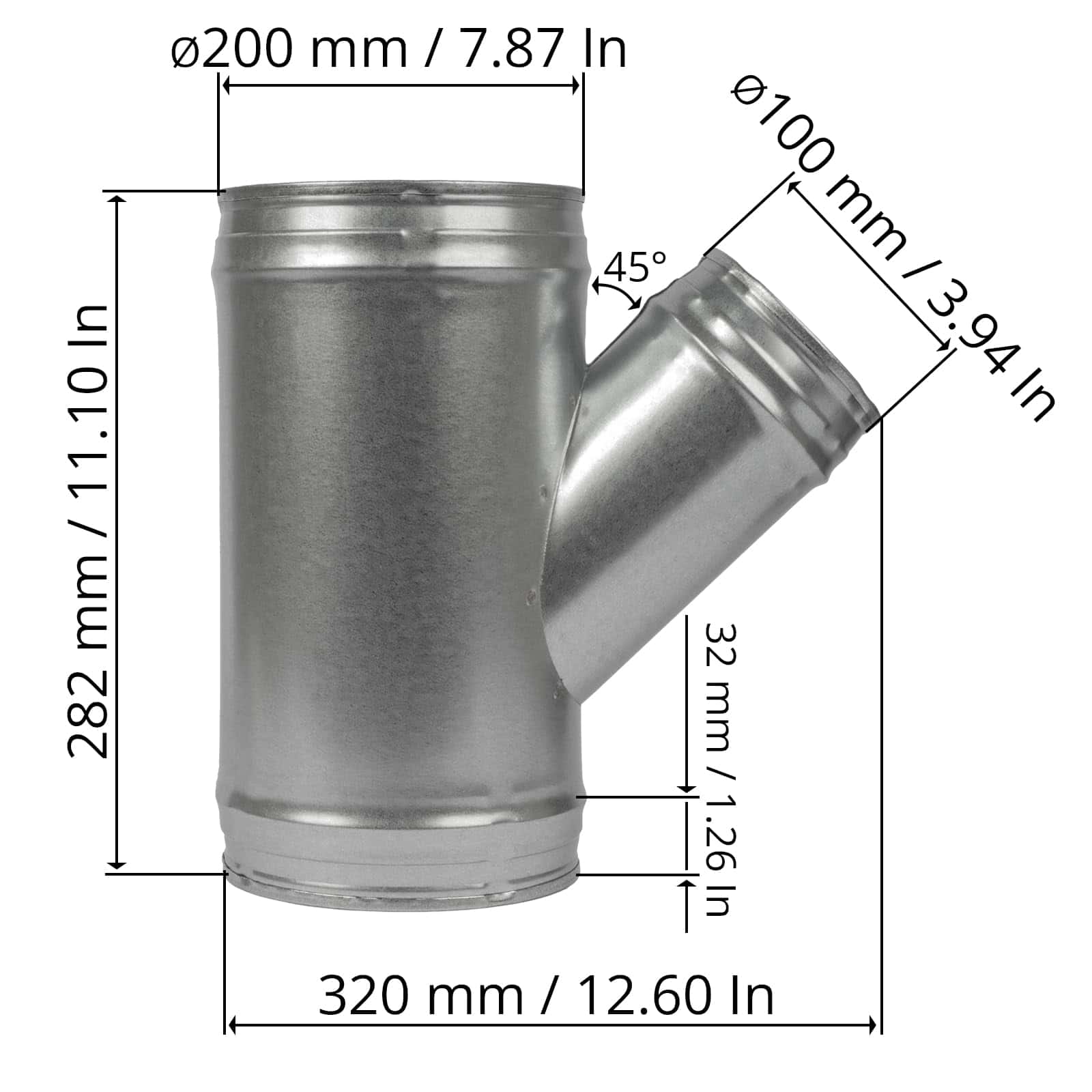 Divisor de Conducto de 8'' Pulgadas a 45� Grados para 4" - Imagen 8