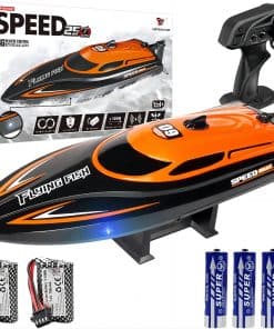 Barco RC con 2 baterías recargables y 4 baterías de control