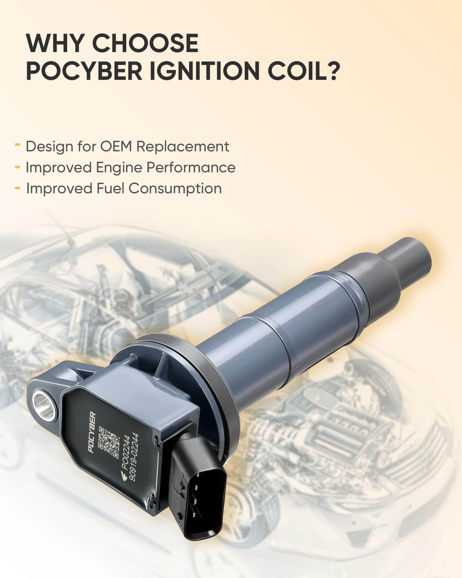 POCYBER Paquete de 4 Bobinas de Encendido para Toyota Lexus - Imagen 3