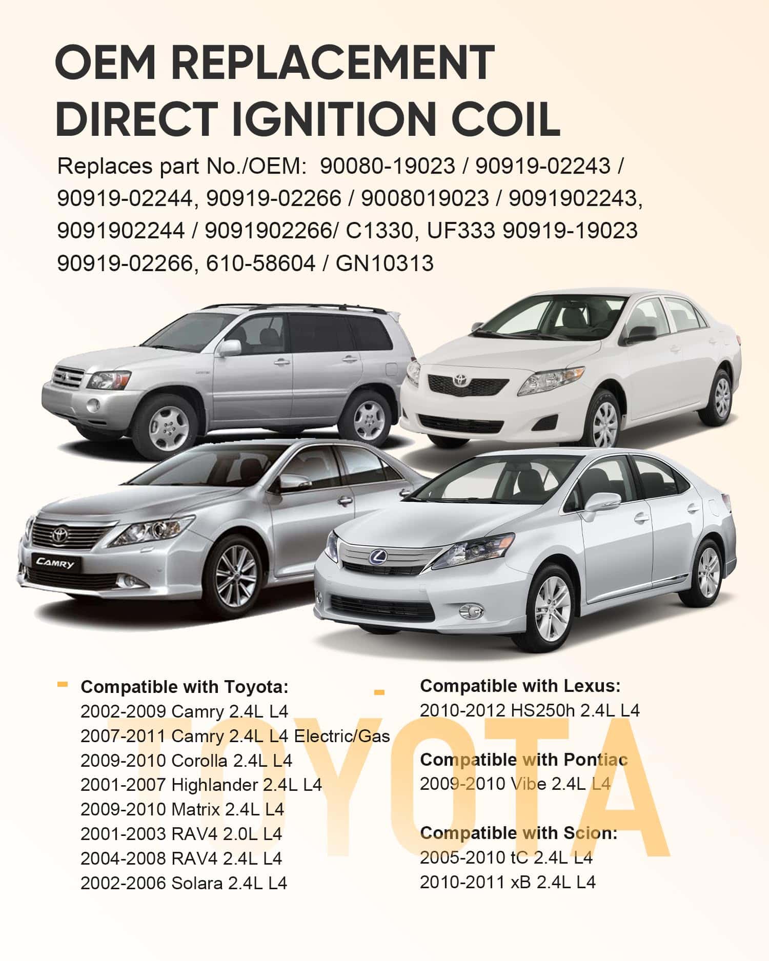 POCYBER Paquete de 4 Bobinas de Encendido para Toyota Lexus - Imagen 5