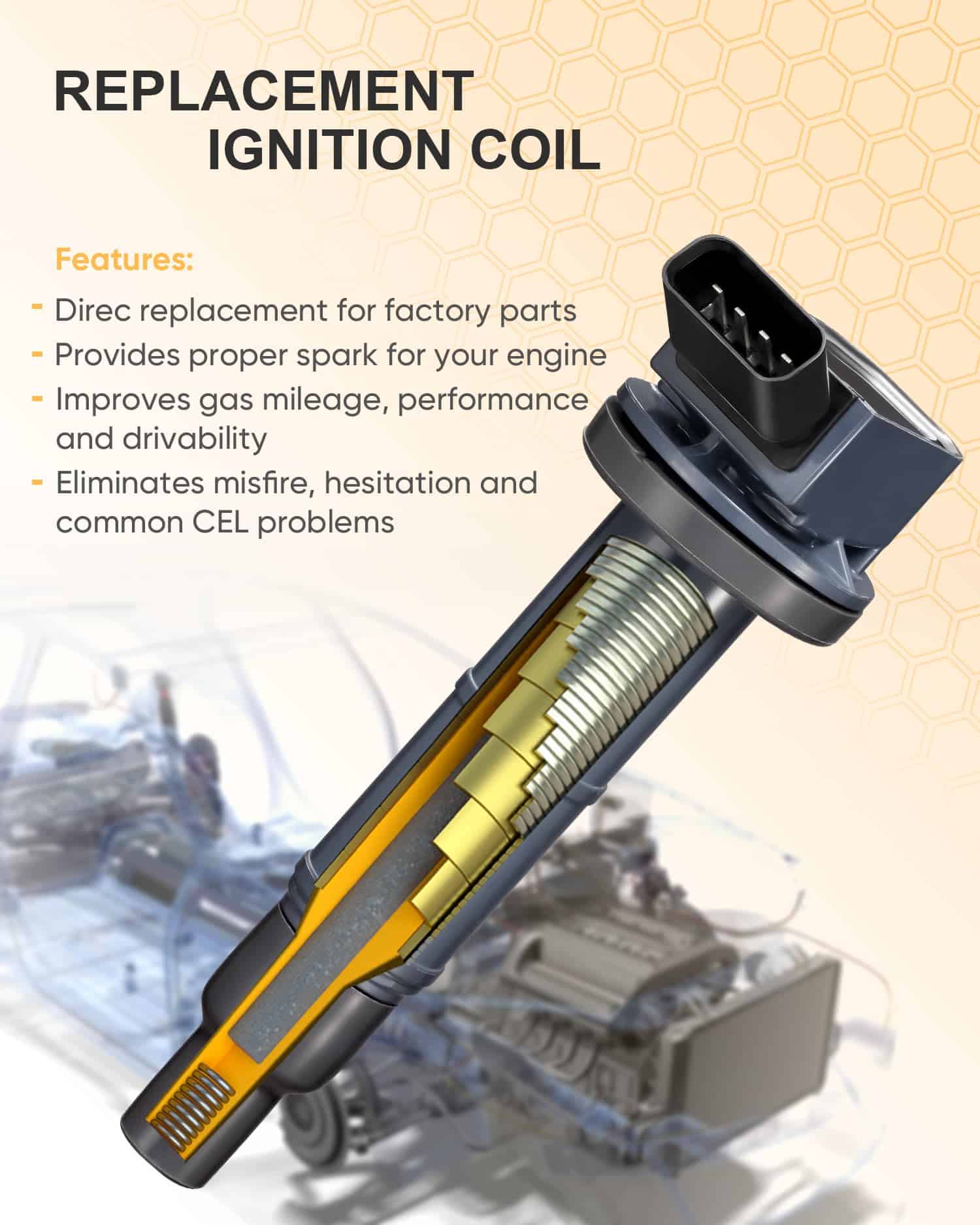 POCYBER Paquete de 4 Bobinas de Encendido para Toyota Lexus - Imagen 4