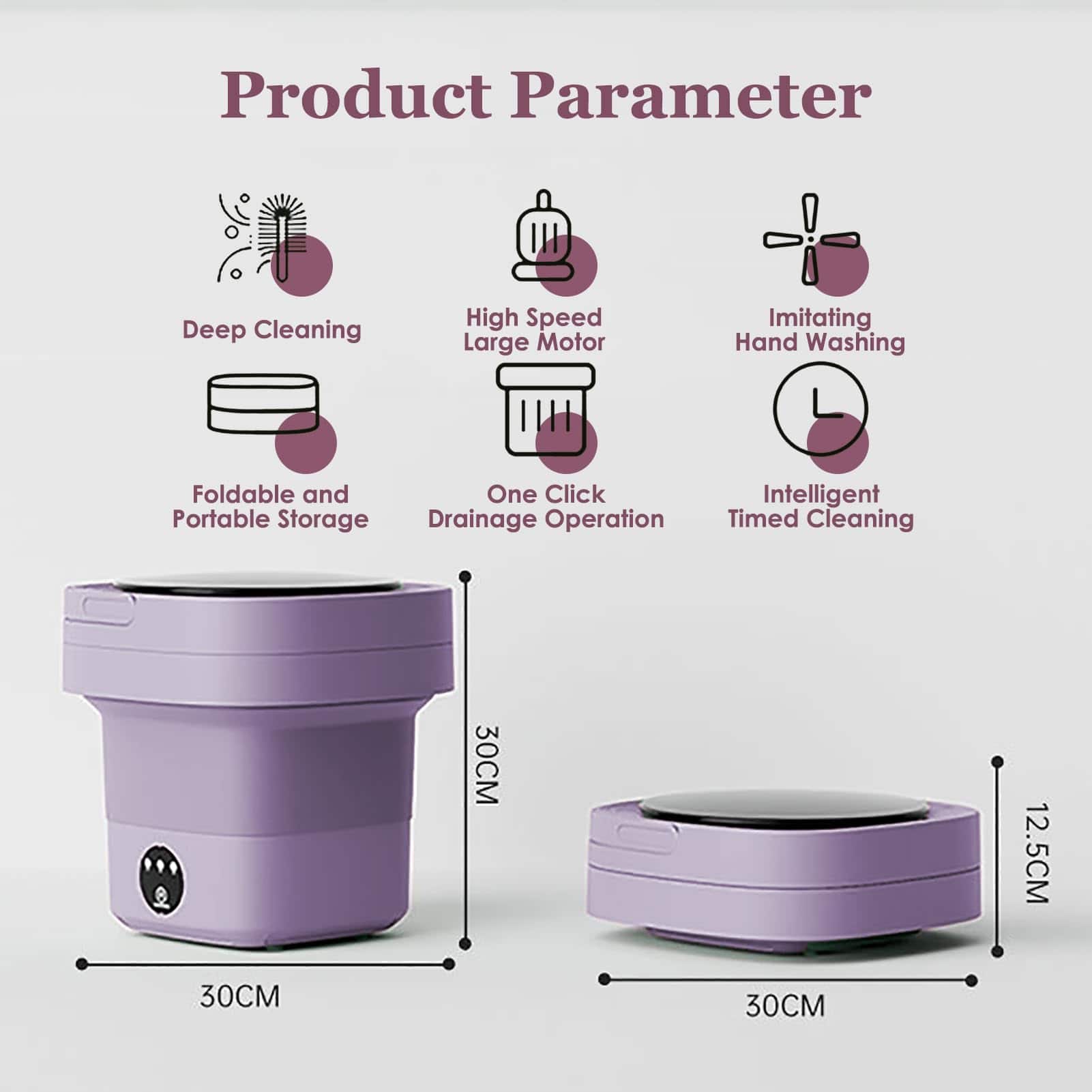 SatcOp Lavadora Portátil de 6.5L Mini Plegable Pequeña - Imagen 8