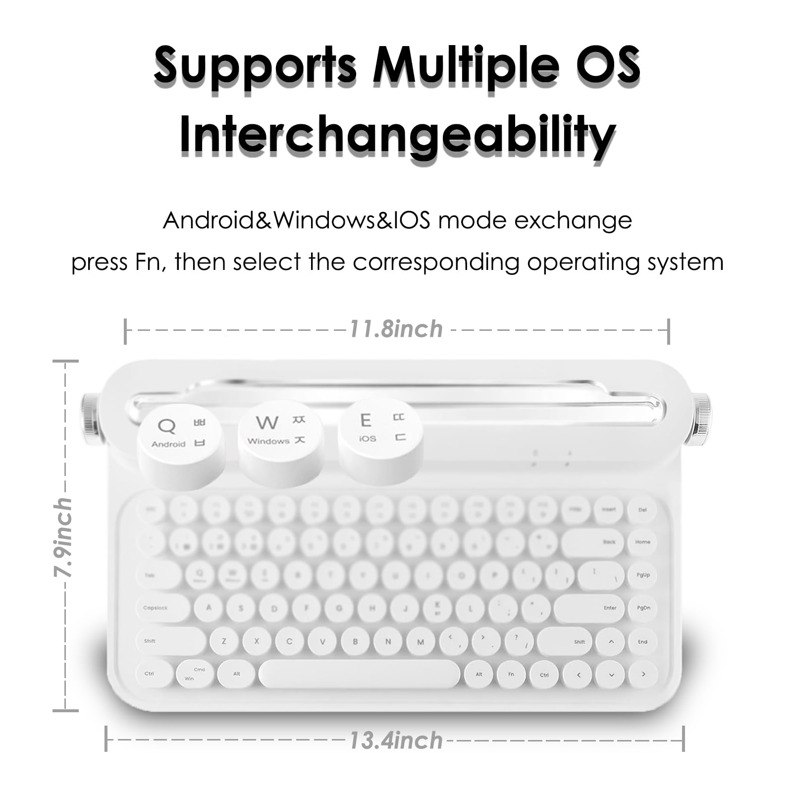 Teclado inalámbrico tipo máquina de escribir de 86 teclas, - Imagen 8