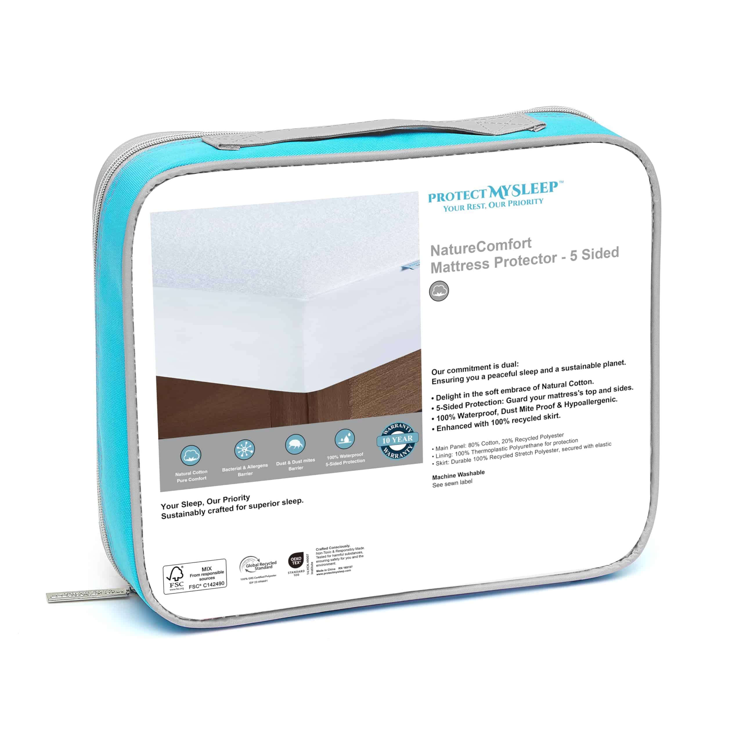 Protector de Colchón de Algodón Terry -Blanco