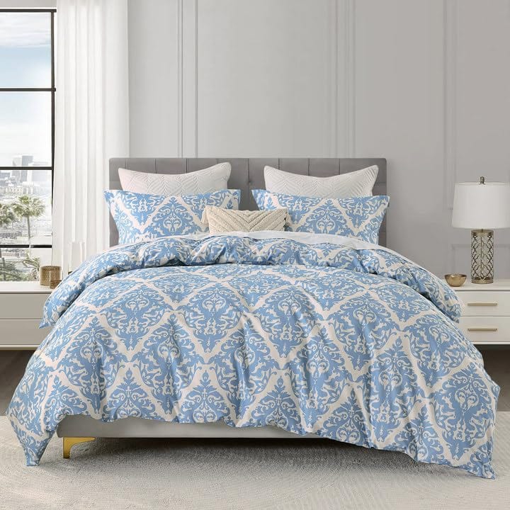 Uniclinens Funda de Edredón Damasco King - Juego de Funda