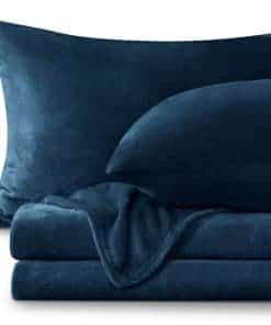 Juego de Sábanas de Franela BEDELITE Tamaño Queen en Azul