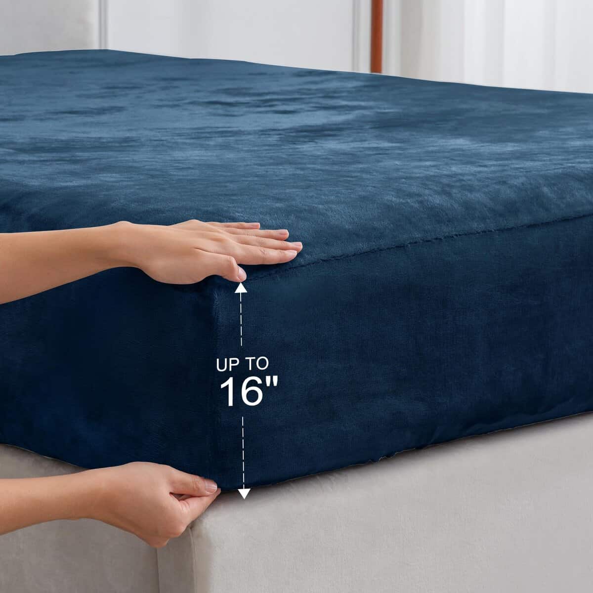 Sábanas de Franela King Size Azul Marino BEDELITE - Juego - Imagen 5