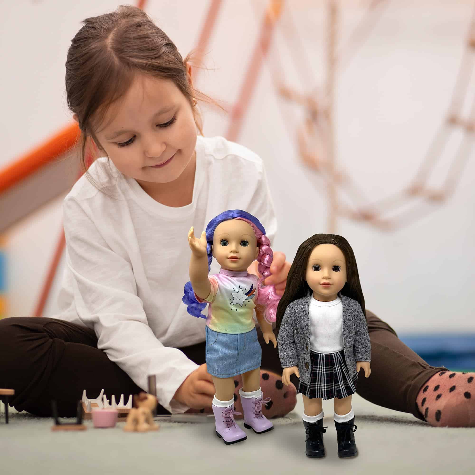 Muñecas de 18 pulgadas con cabello suave y -Blanco - Imagen 8