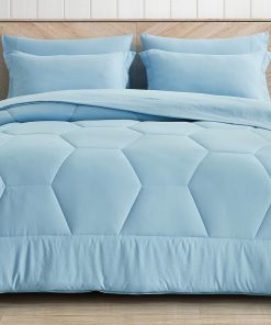 Chezmoi Collection Piper Juego de Cama Queen 7 Piezas Azul
