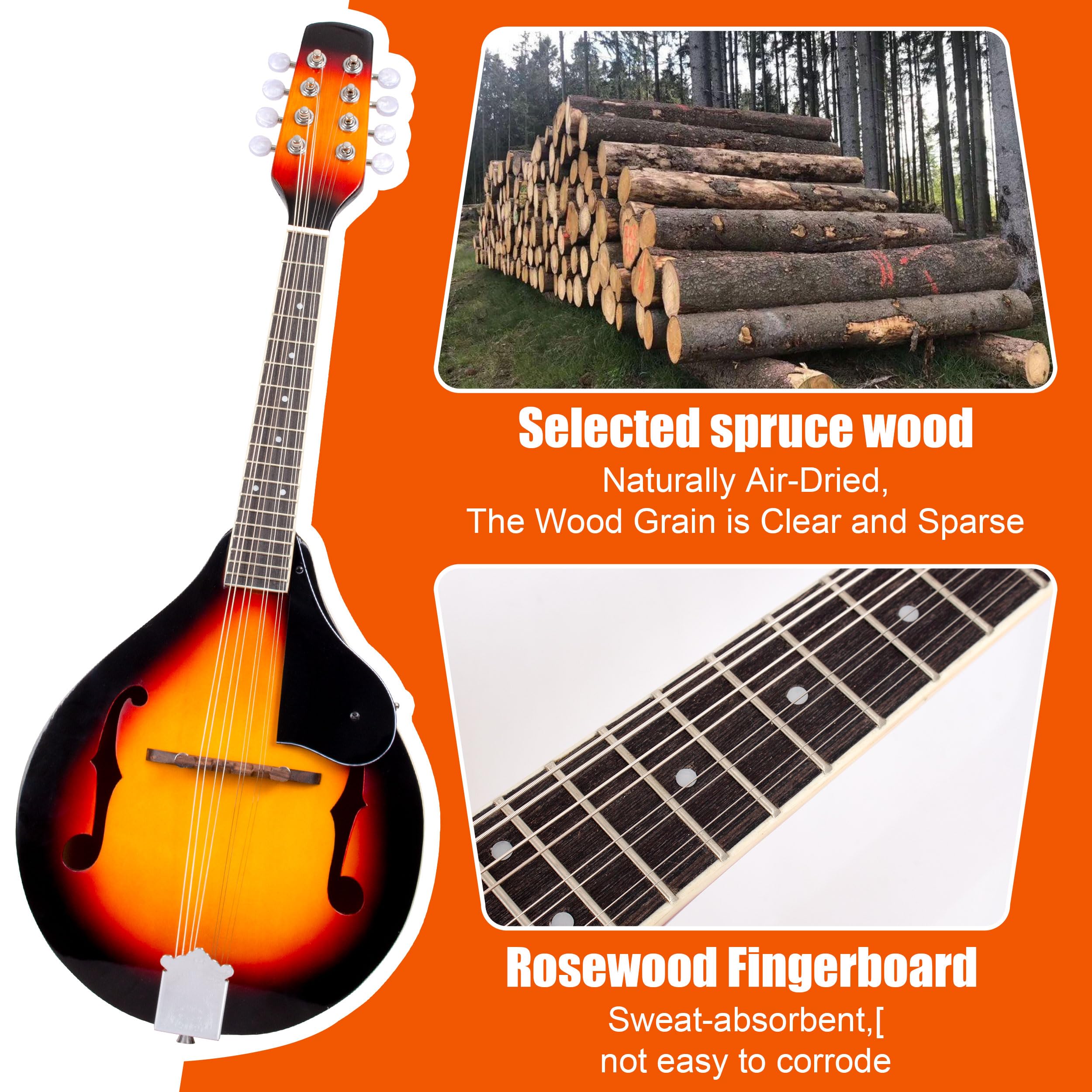 Instrumento estilo mandolina LOMUTY, mandolina acústica de - Imagen 3