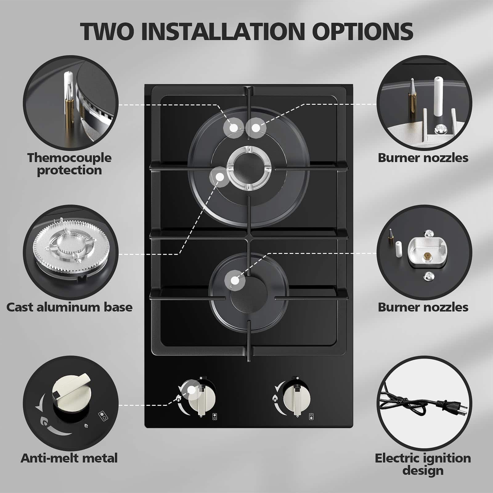 Estufa de gas de 2 quemadores, cocina de propano de 12 - Imagen 6