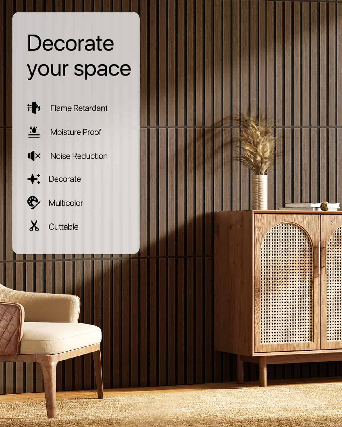 Paneles de Pared de Lamas de Madera Paneles Acústicos de - Imagen 3