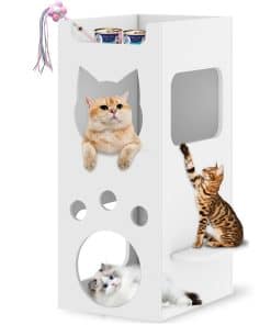 Mueble para arena para gatos Dosker, 2 niveles Blanco con