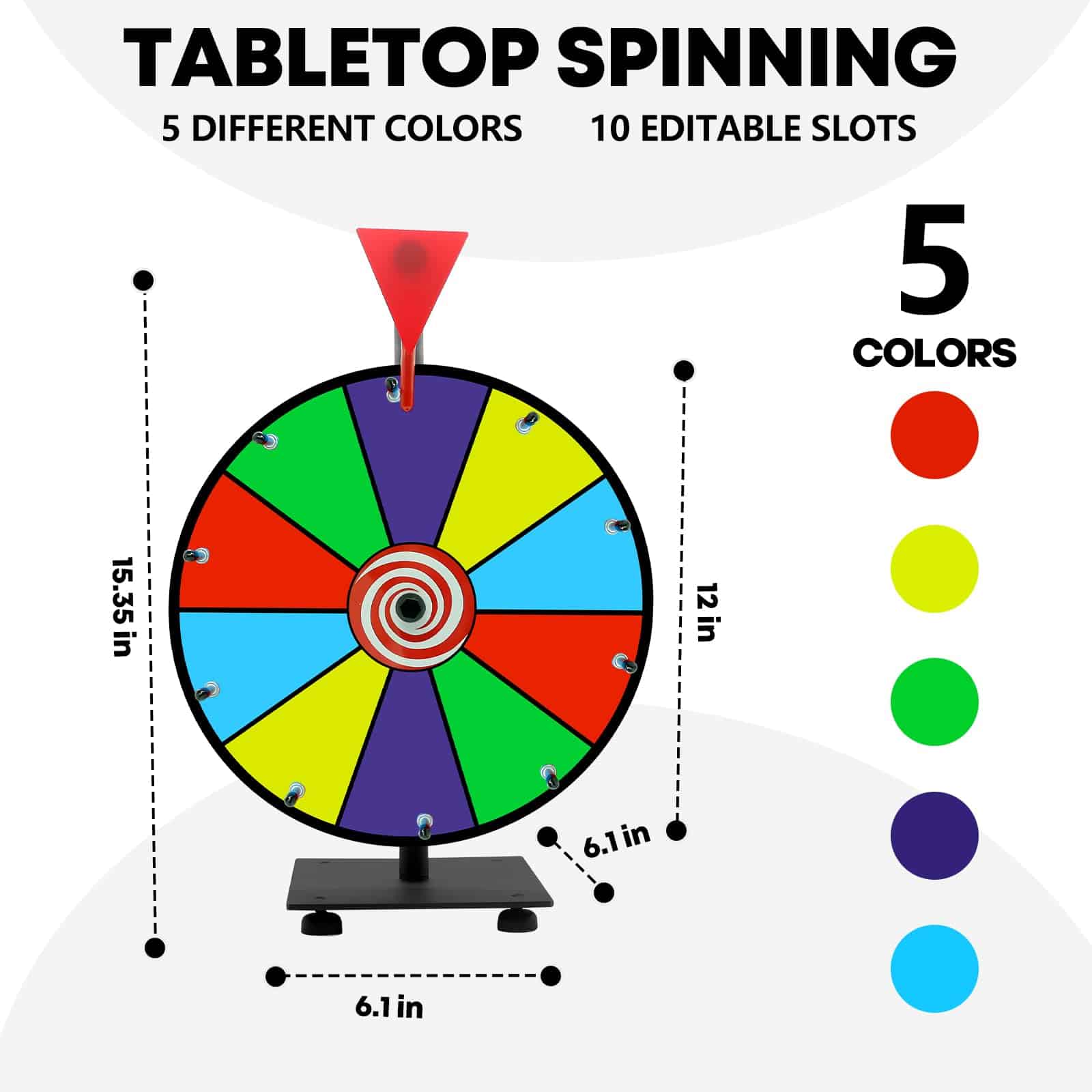 Ruleta Giratoria WJTQTBT de 12" Potente para Premios, 10 - Imagen 7