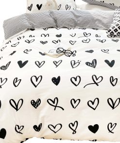 MEJU Juego de Funda Nórdica + Funda de Almohada Corazón