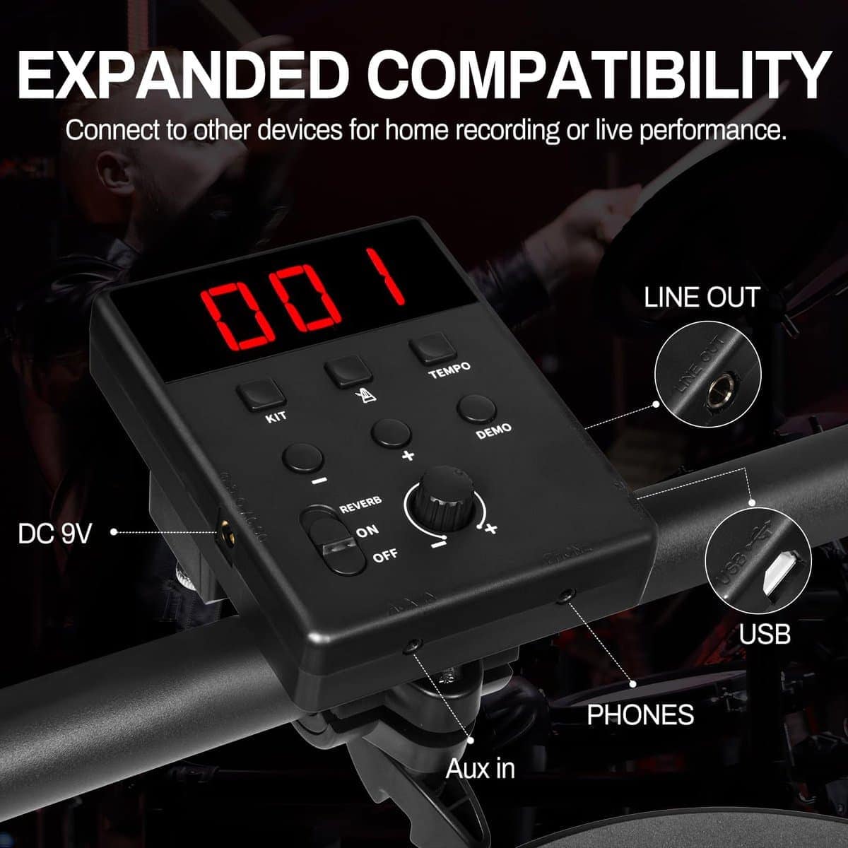 Set de Batería Eléctrica AODSK con 4 Pads de Batería - Imagen 6