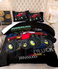 Edredón estampado de monstruos en 3D de camioneta gigante