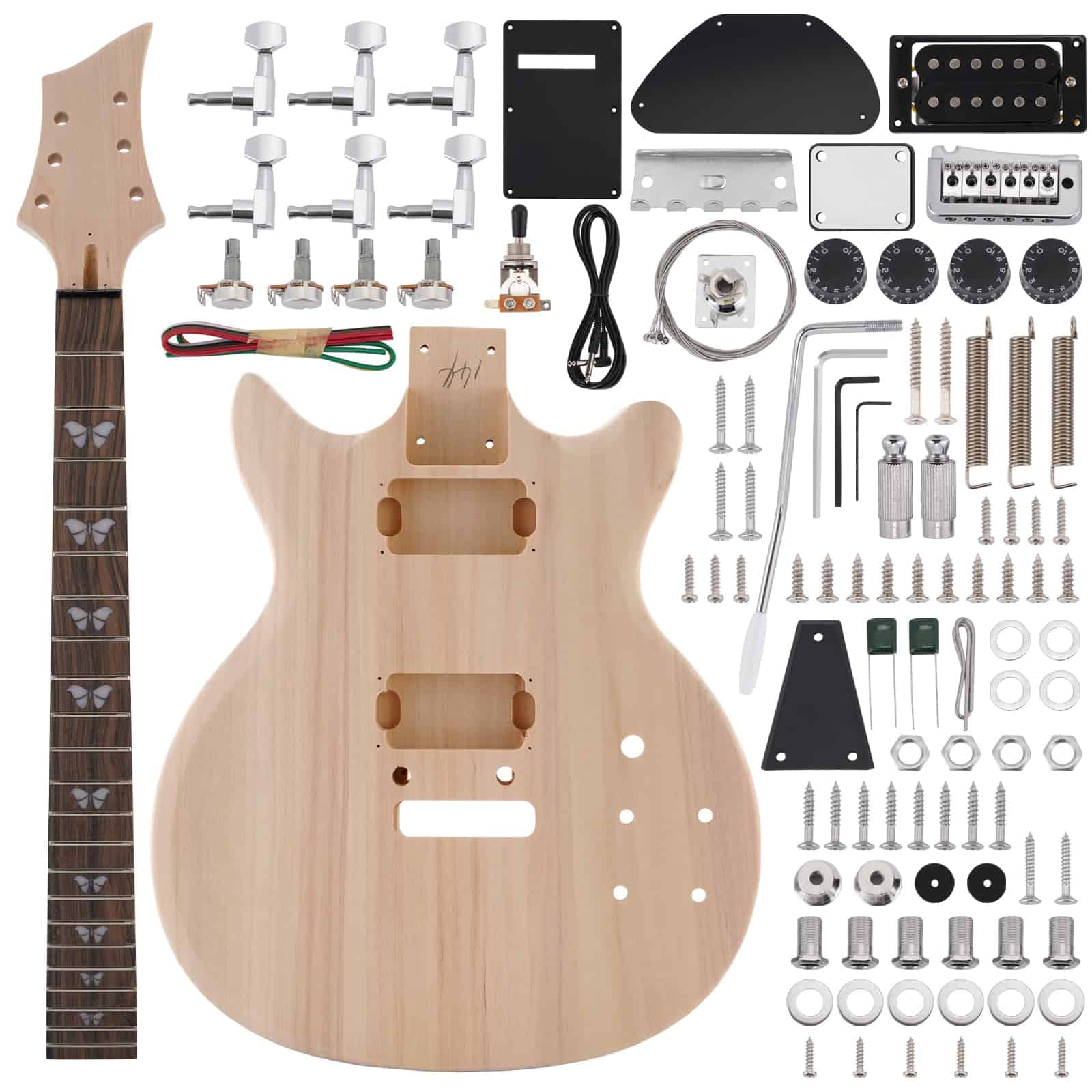 Kit de guitarra eléctrica ZEFF DIY con cuerpo de tilo, 6
