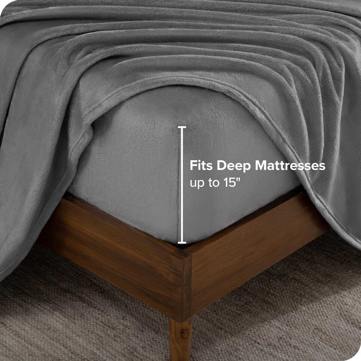 Juego de sábanas de microplush Bare Home, -Gris - Imagen 5