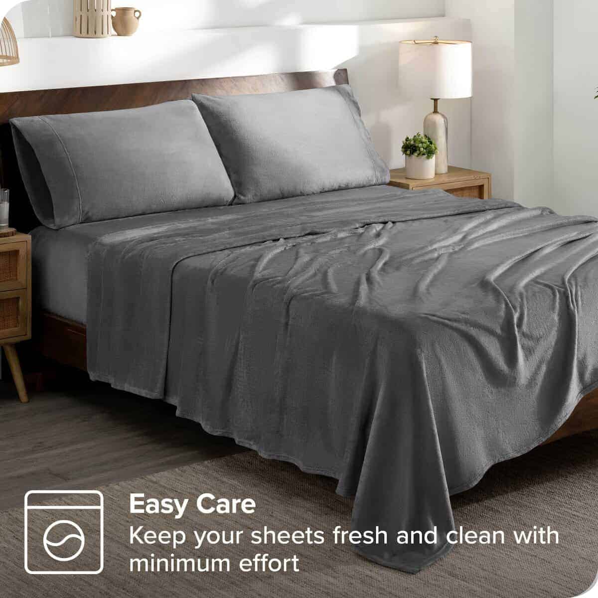 Juego de sábanas de microplush Bare Home, -Gris - Imagen 6
