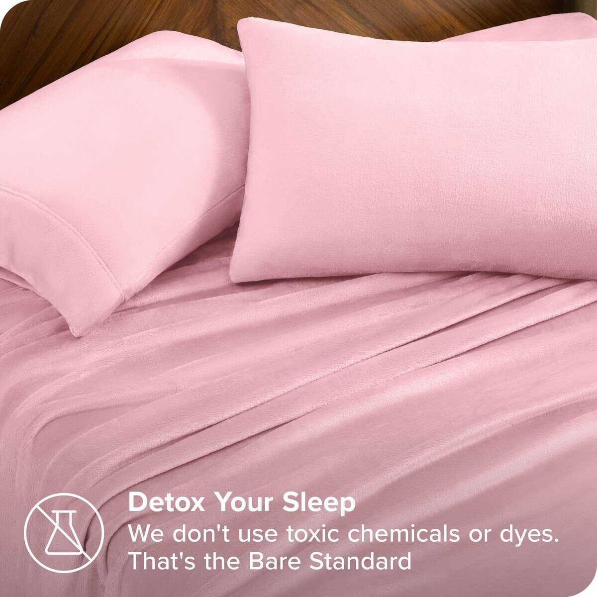 Juego de sábanas de microplush Bare Home, Deluxe -Rosa claro - Imagen 4