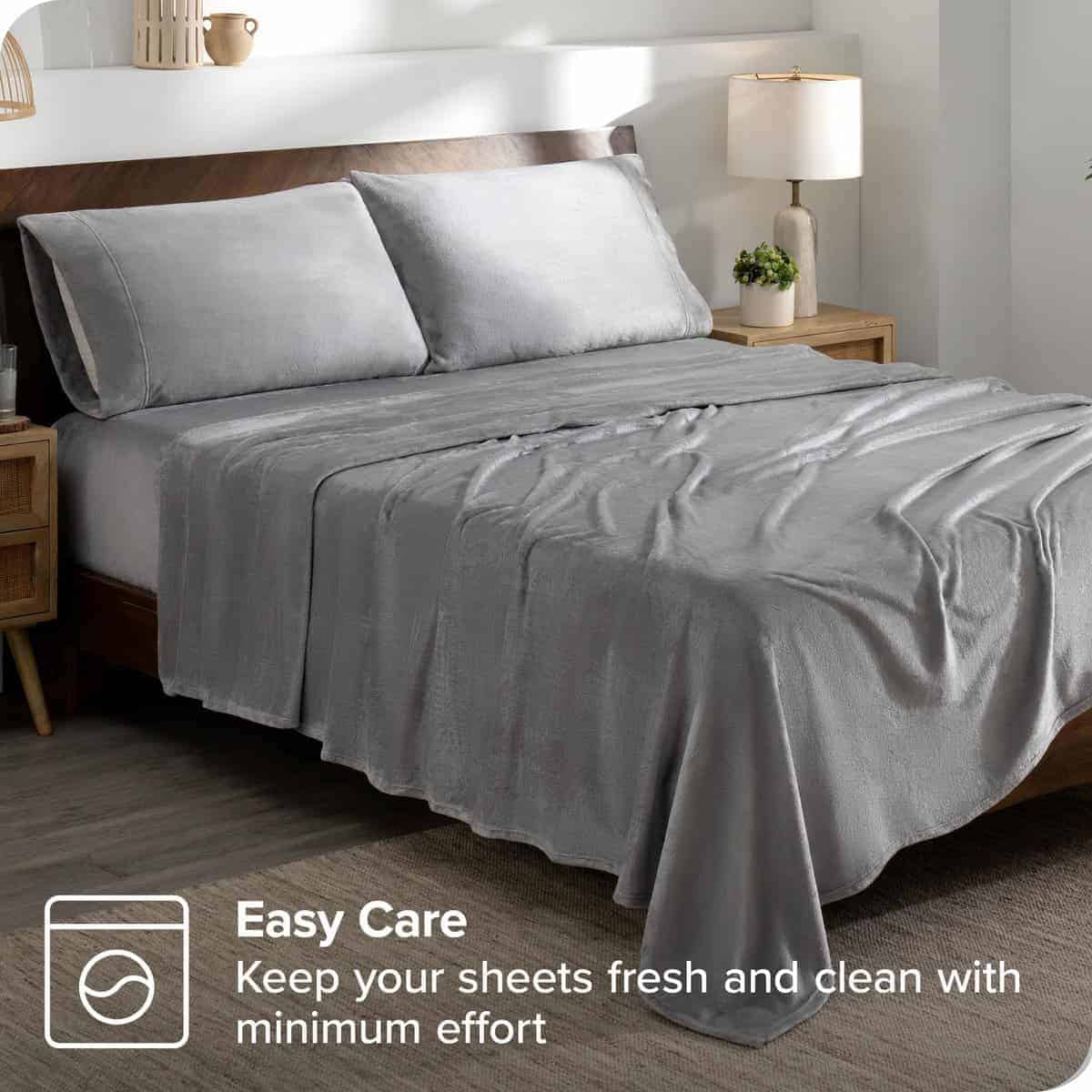 Juego de Sábanas de Microplush Bare Home, -Gris Claro - Imagen 6