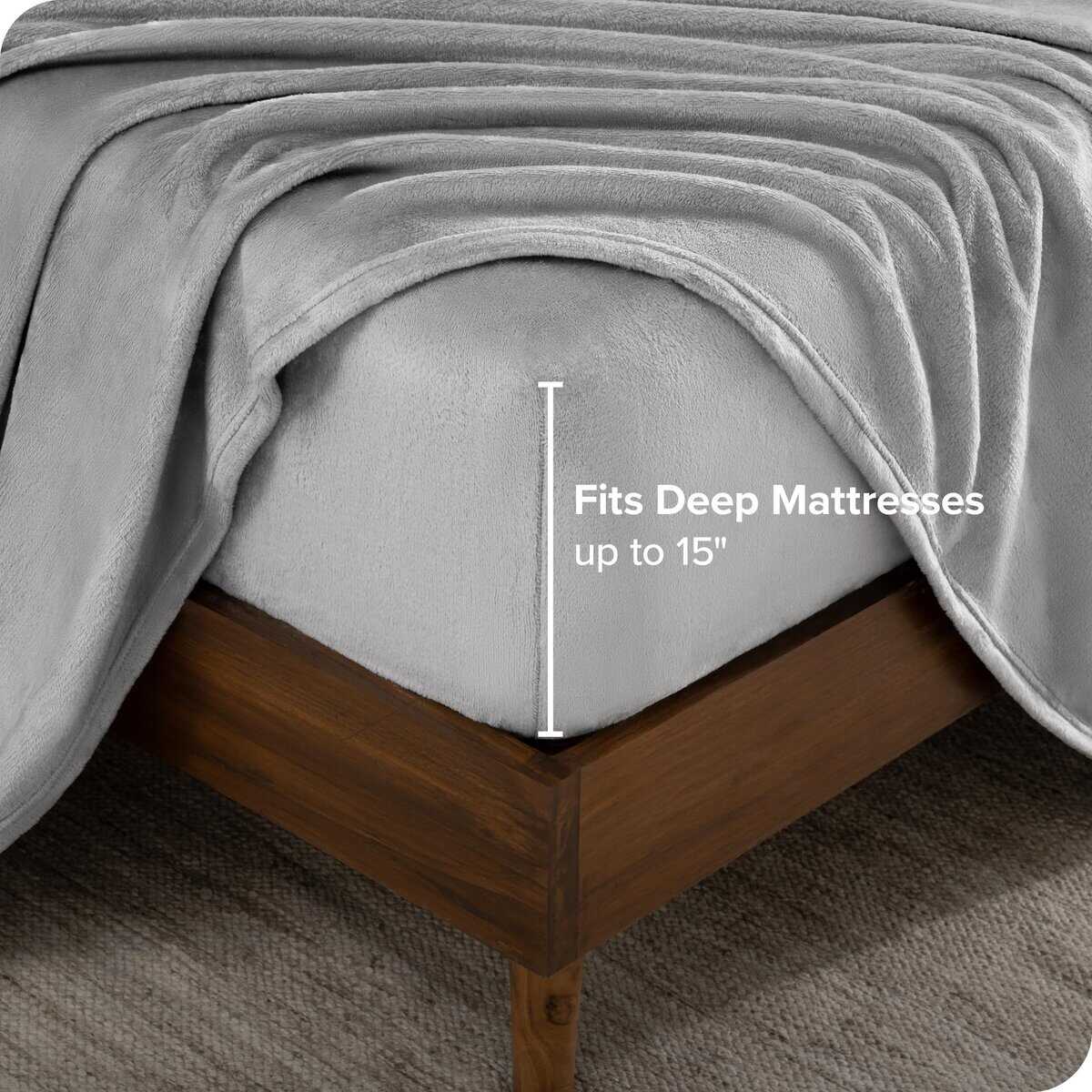 Juego de Sábanas de Microplush Bare Home, -Gris Claro - Imagen 5